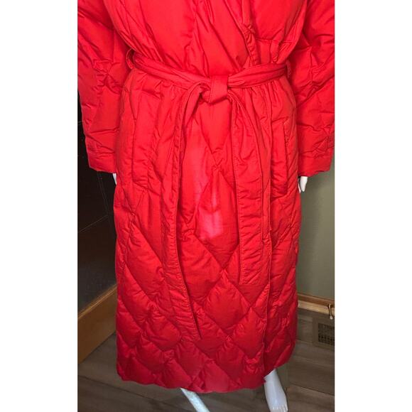 Vintage Lands' End Goose Down Quilted Thick Long Robe Red Bathrobe Full Length M - Picture 4 of 13